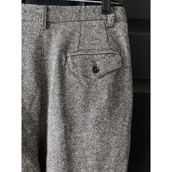 Vtg Lizsport Crop Tweed Baggy Pleat Cuffed Trousers Pants Silk Wool Blend Lux - Picture 4 of 8